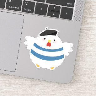 Pegatina Gallina francesa linda con la boina