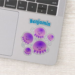 Pegatina Gallito rosa morado kawaii personalizado