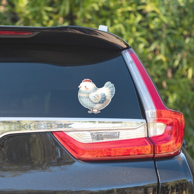 Pegatina Gallo de Casa de Campo de Cuadros Azules (Lado del coche)