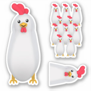 Pegatina Gallo / Pollo Blanco Lindo