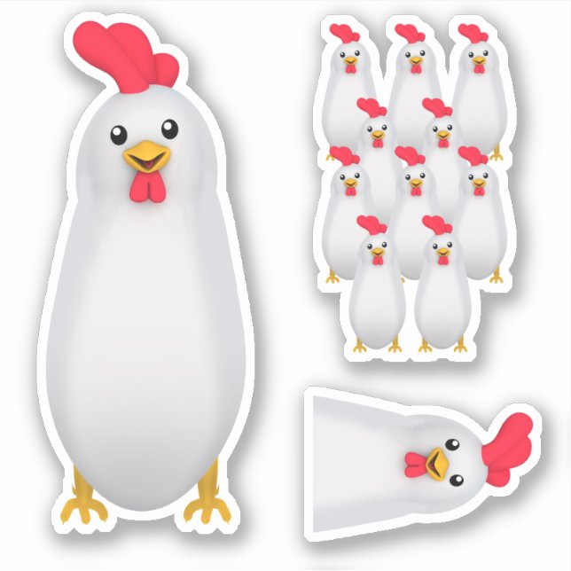 Pegatina Gallo / Pollo Blanco Lindo (Anverso)