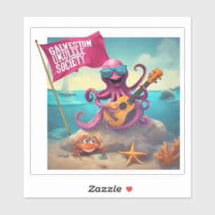 Pegatina Galveston Ukulele Society GUS Square Vinyl Pegatin
