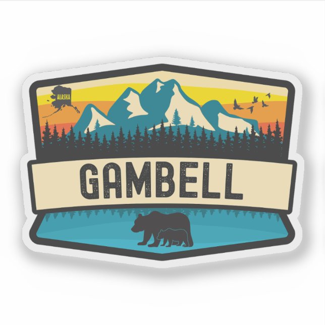 Pegatina Gambell, Alaska (Anverso)