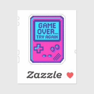 Pegatina Game Over Inténtalo de Nuevo – Jugador de Píxeles 