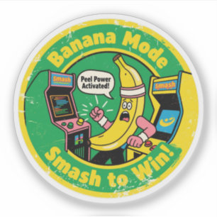 Pegatina Gamer de Banana Divertido "¡Aplastar para Ganar!"