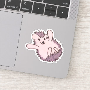 Pegatina Ganado de Woodland Pink Cute Happy Hedgehog