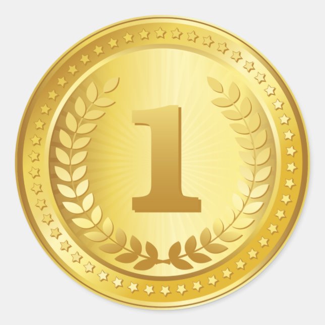 Pegatina ganador de la primera medalla de oro (Anverso)