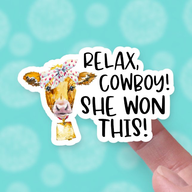 Pegatina Ganó Este Relax Cowboy Cute Cow Pun Business (Subido por el creador)