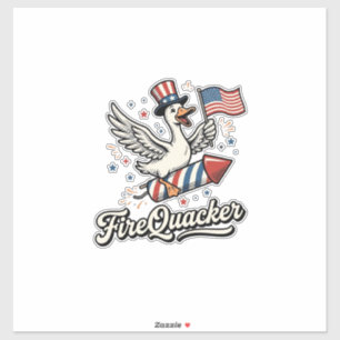 Pegatina Ganso Patriótico FireQuacker Vintage 4 de Julio De