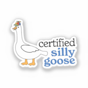 Pegatina Ganso Tonto Certificado Con Sombrero De Propela Ad