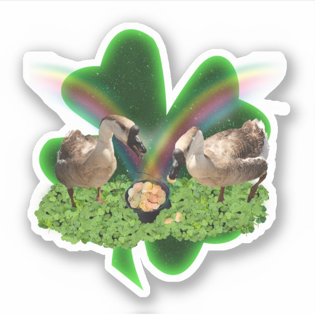 Pegatina Gansos Afortunados Día de San Patricio (Anverso)