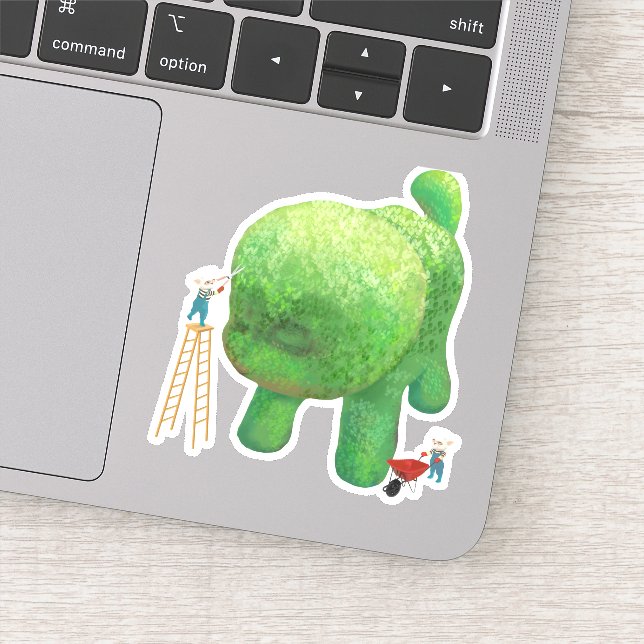 Pegatina Gardeneradores de gatos y Bush de animales verdes (Detalle)