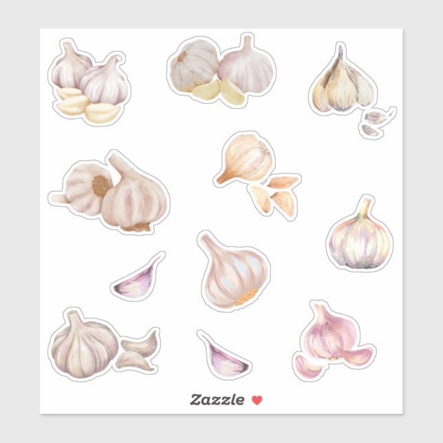 Pegatina Garlic acuarela (Hoja)