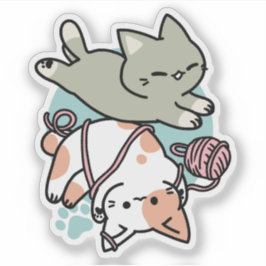 Pegatina Garras y Juego – Ilustración de Gato Adorable