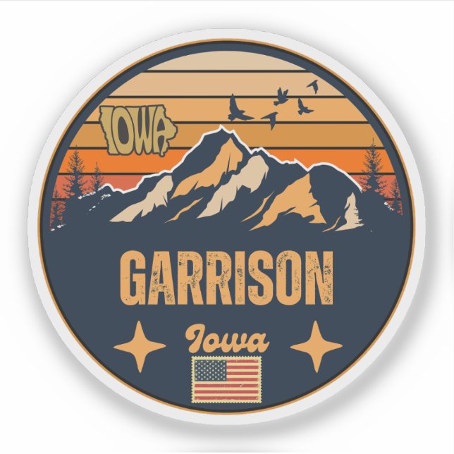 Pegatina Garrison, Iowa Ia, Estados Unidos (Anverso)