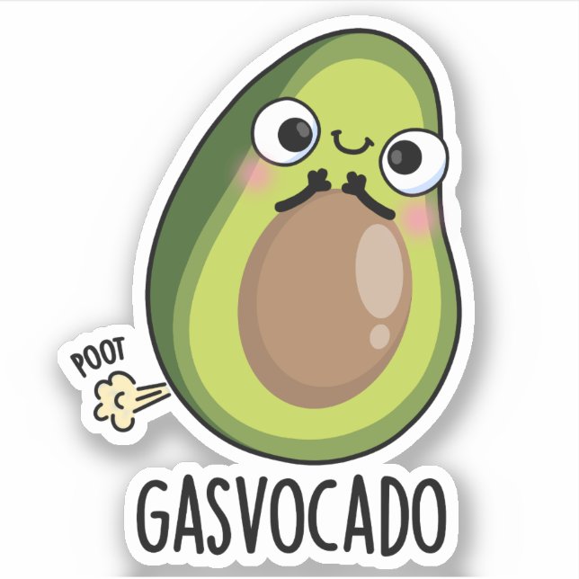 Pegatina Gasvocado Funny Farting Aguacate Pun (Anverso)
