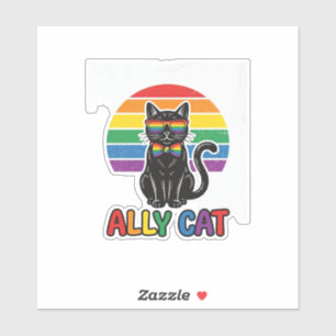 Pegatina Gata Aliada Arcoíris Orgullo Diseño Camiseta Gato