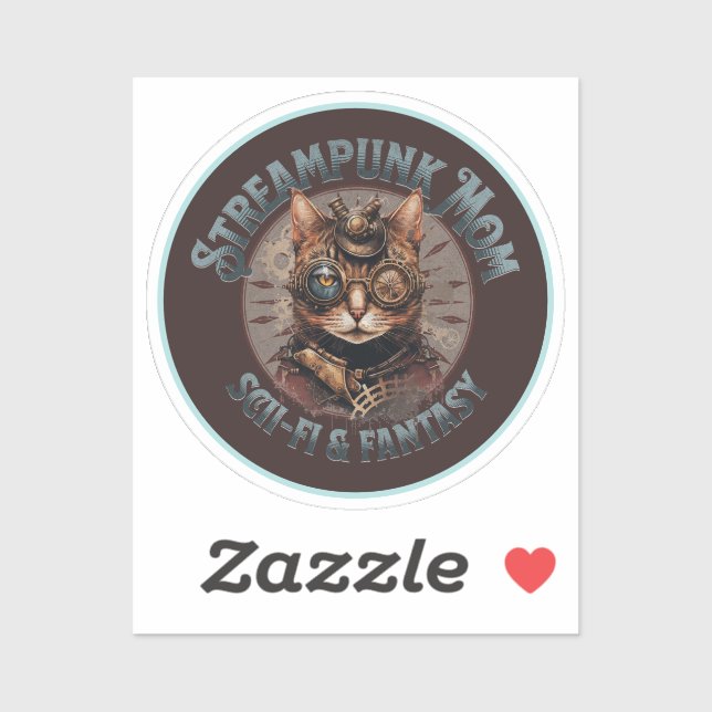 Pegatina Gata Madre Steampunk (Hoja)