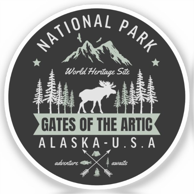 Pegatina Gates of the Arctic National Park Alaska (Anverso)