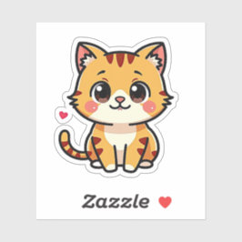 Pegatina Gatito atigrado naranja sonriente – Sticker lindo