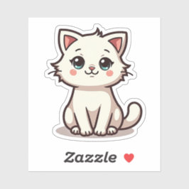Pegatina Gatito Blanco Juguetón – Sticker Chibi