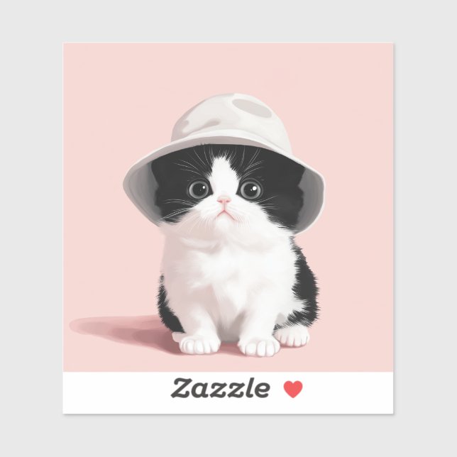 Pegatina Gatito blanco y negro preparado para el festival e (Hoja)