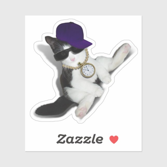 Pegatina Gatito con actitud de gato (Hoja)