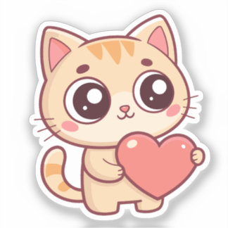 Pegatina Gatito Corazón Dulce