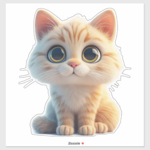 Pegatina Gatito de dibujos animados adorable con ojos grand
