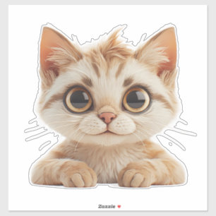 Pegatina Gatito de dibujos animados adorable con ojos grand