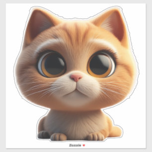 Pegatina Gatito de Dibujos Animados Adorable con Ojos Grand