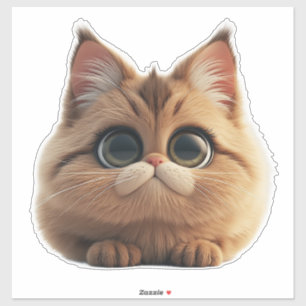 Pegatina Gatito de Dibujos Animados Adorable con Ojos Grand