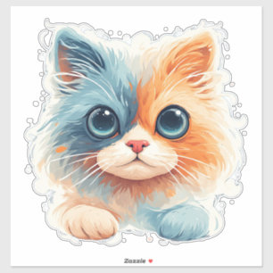 Pegatina Gatito de Dibujos Animados Adorable con Ojos Grand