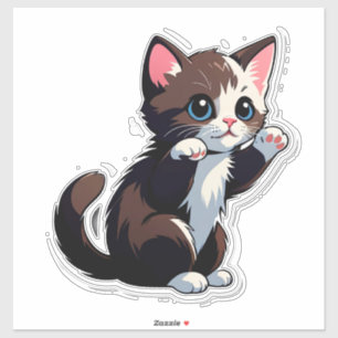 Pegatina Gatito de dibujos animados juguetón