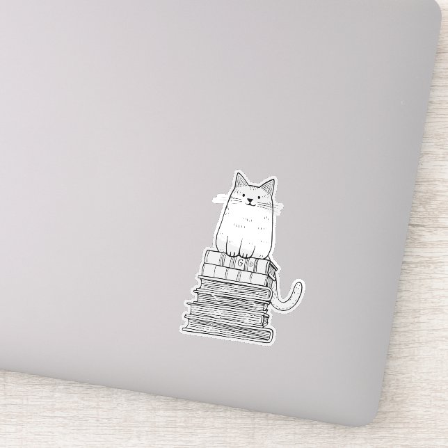Pegatina Gatito en libros (Detalle)
