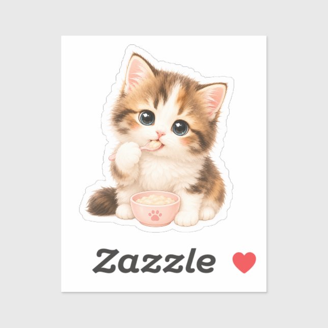 Pegatina Gatito Kawaii Adorable (Hoja)