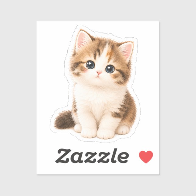 Pegatina Gatito Kawaii Adorable (Hoja)