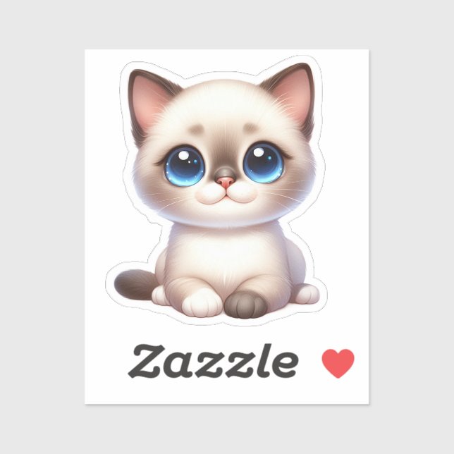 Pegatina Gatito Kawaii Adorable (Hoja)