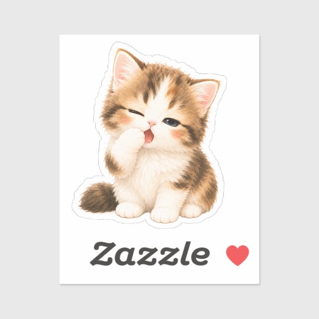 Pegatina Gatito Kawaii Adorable (Hoja)