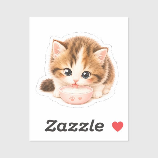 Pegatina Gatito Kawaii Adorable (Hoja)