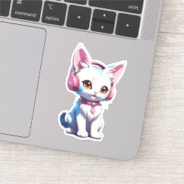Pegatina Gatito Lindo con Auriculares Magia