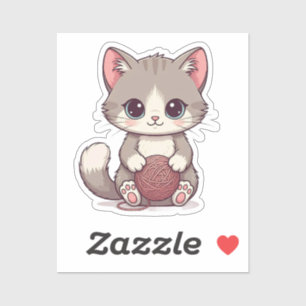 Pegatina gatito lindo con diseño de bola de aguijón