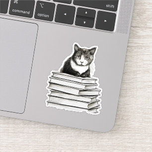 Pegatina Gatito lindo en los libros