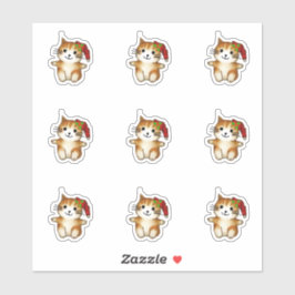 Pegatina Gatito lindo en Santa Hat