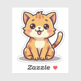 Pegatina Gatito Naranja Juguetón de Tabby – Estilo Chibi