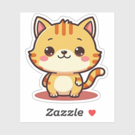 Pegatina Gatito Naranja Kawaii en Posición Dormida