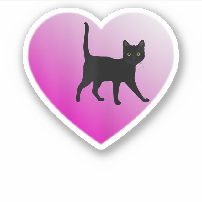 Pegatina Gatito negro en tu corazón, gato negro (Anverso)