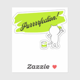 Pegatina Gatito pintando "¡Purrrfection!" en la pared.