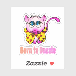 Pegatina Gatito Rosa Adorable - Nacido para Deslumbrar Arte