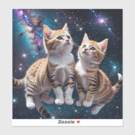 Pegatina Gatitos espaciales en la galaxia